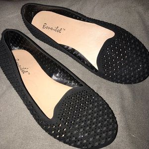 Black flats with rhinestones